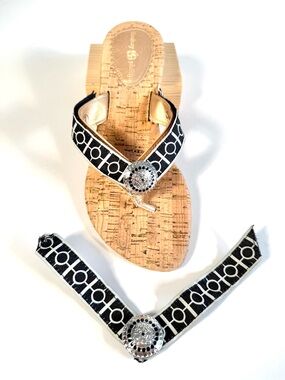 Lindsay Phillips SwitchFlops White Circle Line Interchangeable Straps Sz M